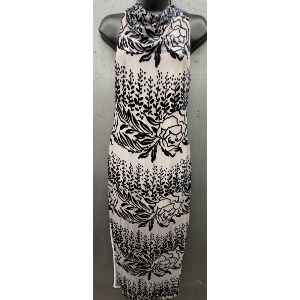 Free People Dress 2 Cream Black Silk Velvet Burnout Sleeveless Dark Romantic